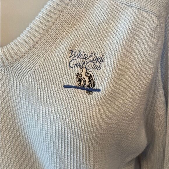 LADY PICKERING Vintage 1960s Light Blue Golf Sweater V-Neck Country Club Knit - Picture 3 of 10